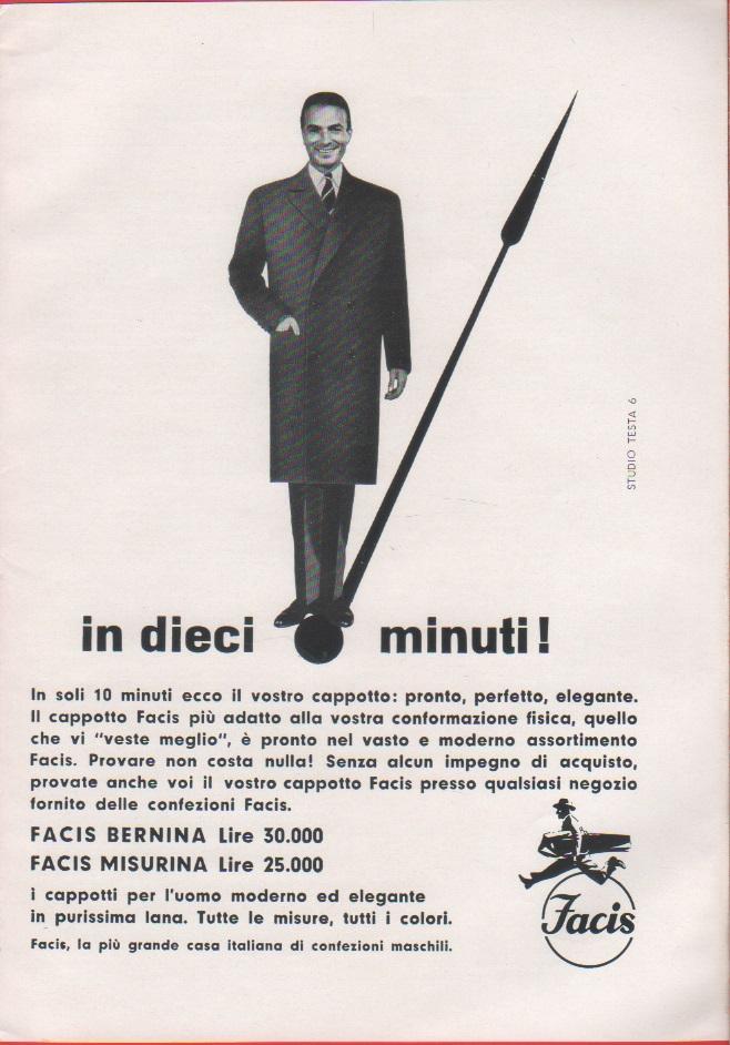 In dieci minuti. Facis. Pubblicita 1959. Studio Testa