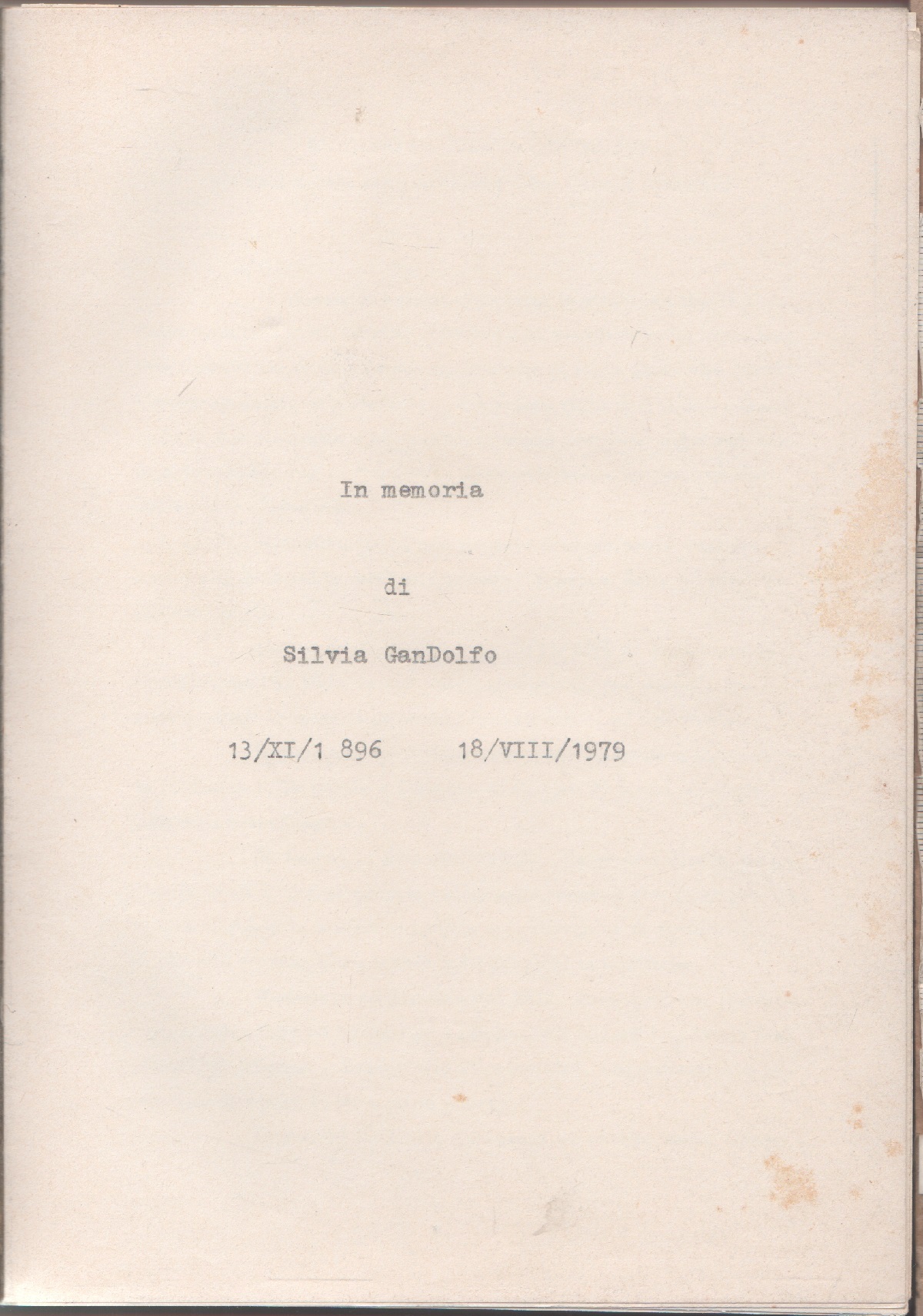 In memoria di Silvia Gandolfo. Raccolta delle sue pubblicazioni scientifiche