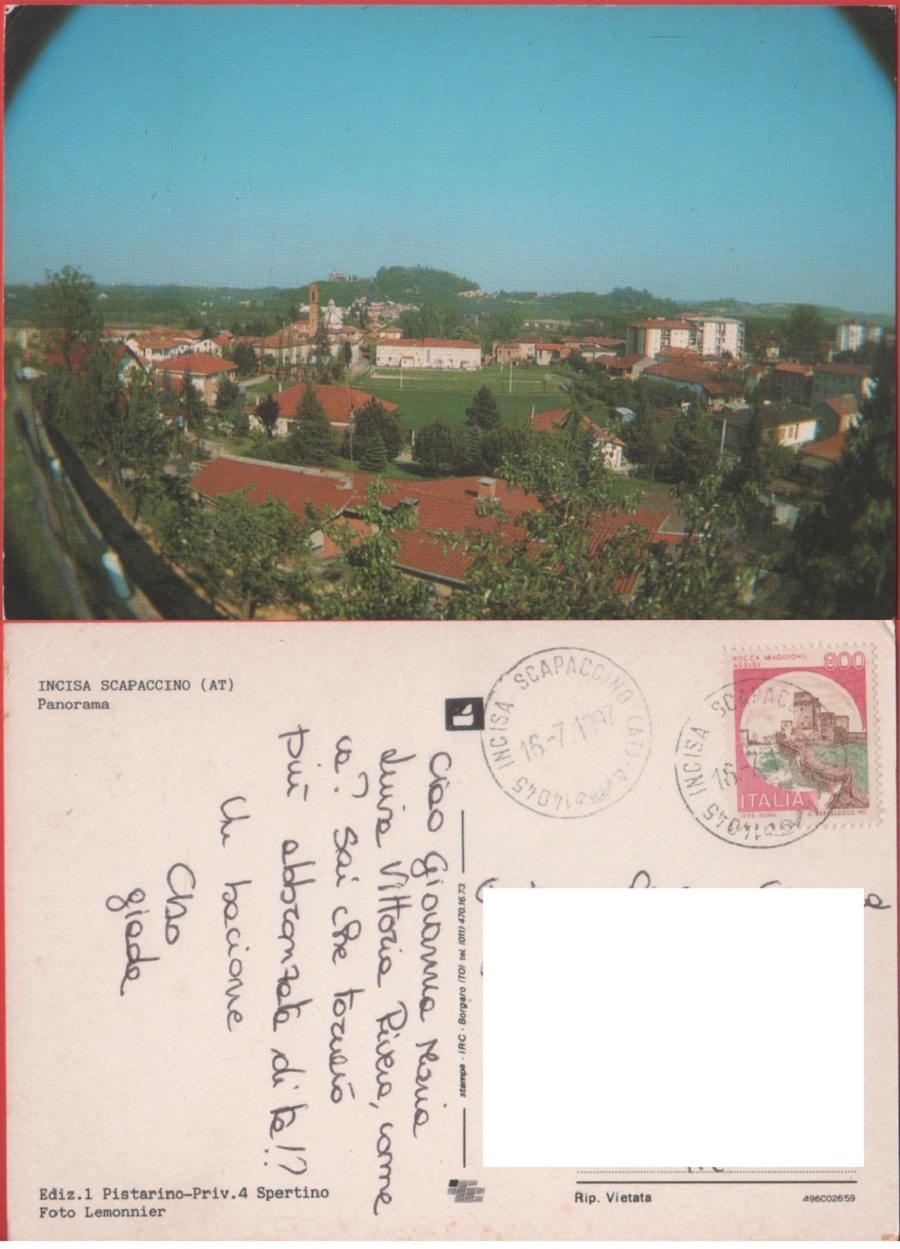 Incisa Scapacino (AT). Viaggiata 1997