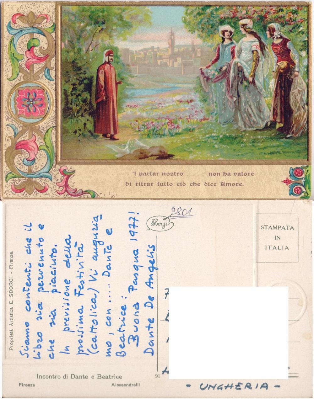 Incontro tra Dante e Beatrice. Viaggiata 1977