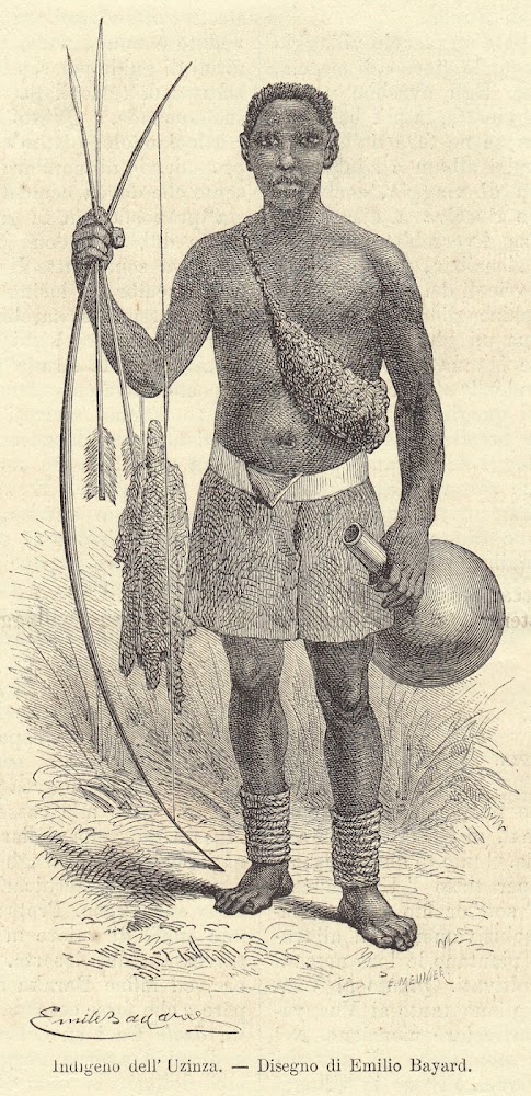 Indigeno dell'Uzinza (Tanzania). Illustrazione 1864