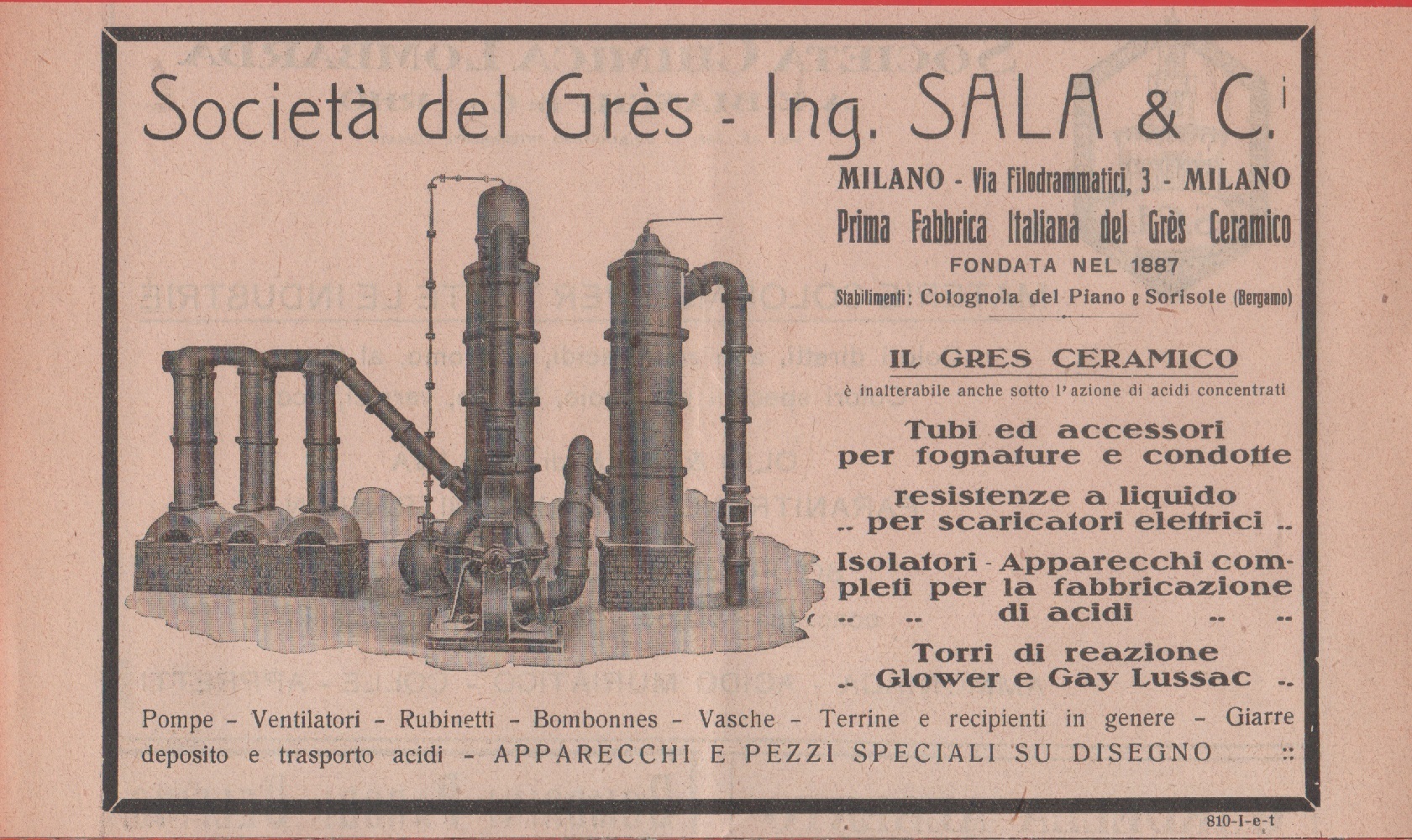 Ing. Sala &amp;C.. Società del gres. Advertising 1926