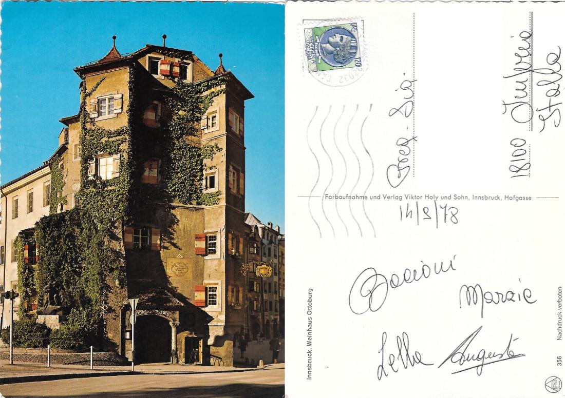 Innsbruck. Weinhaus Ottoburg. Viaggiata 1978