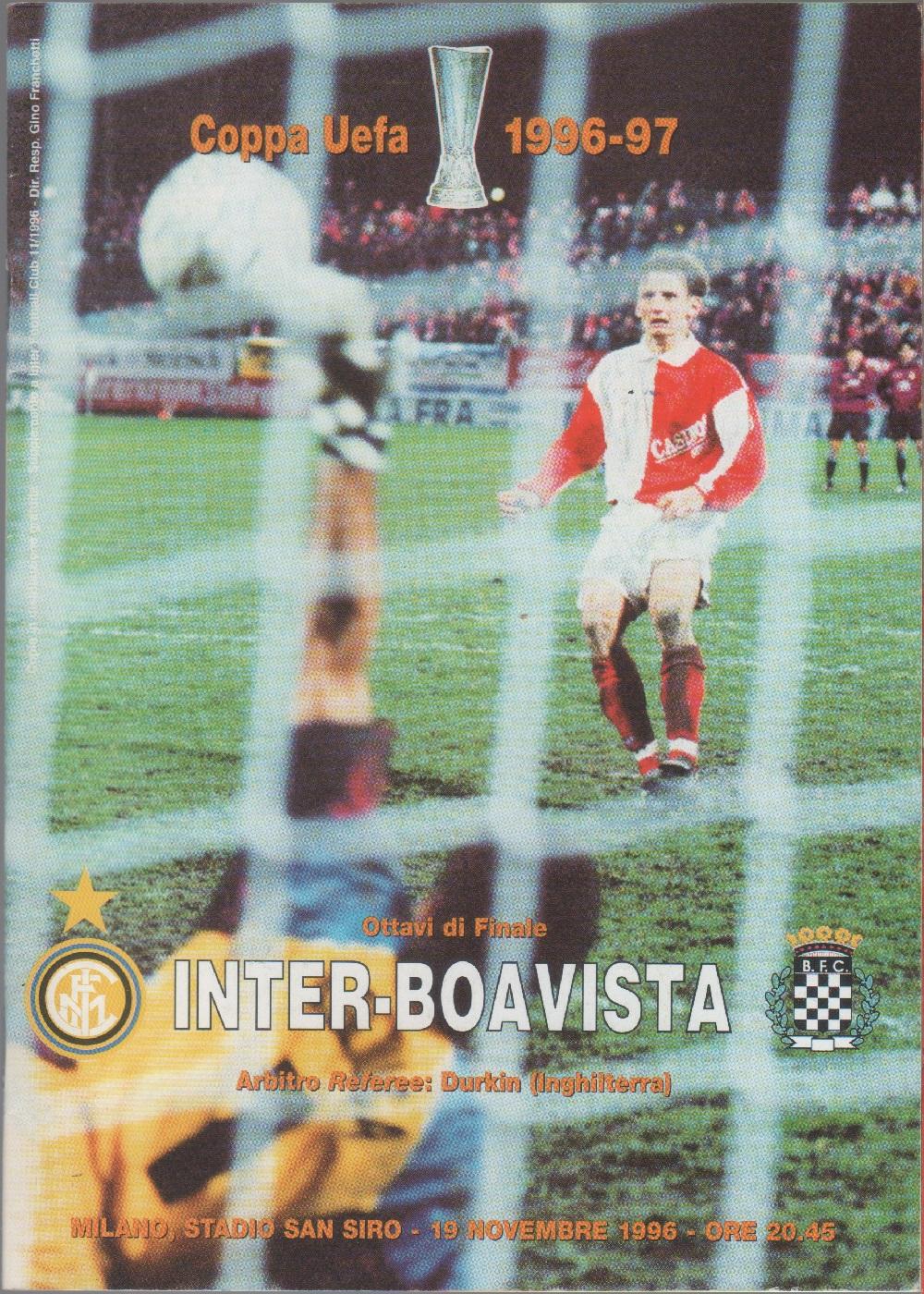 Inter-Boavista. San Siro 19/11/1996. Depliant partita