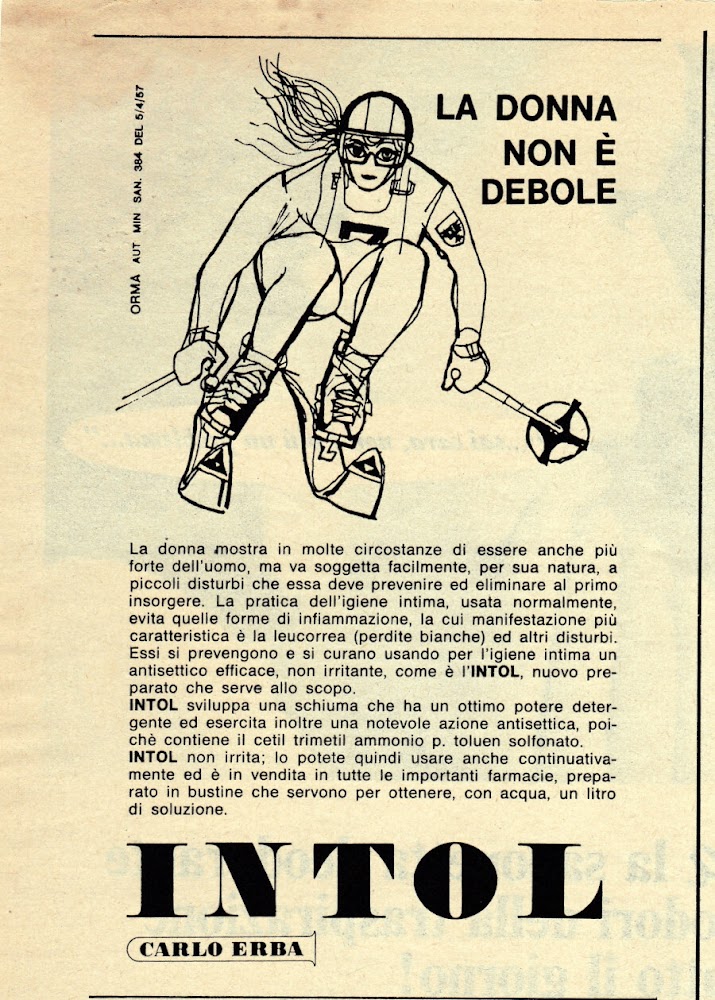 Intol Carlo Erba. La donna non è debole. Advertising 1967