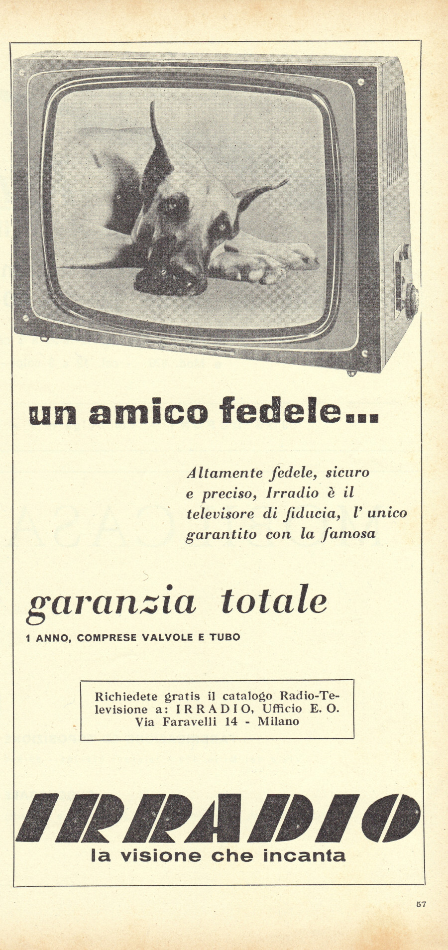 Irradio la visione che incanta. Advertising 1962