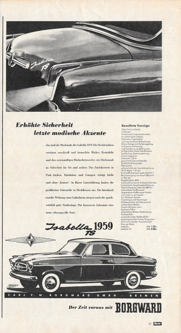 Isabella 1959 TS - Advertising 1958