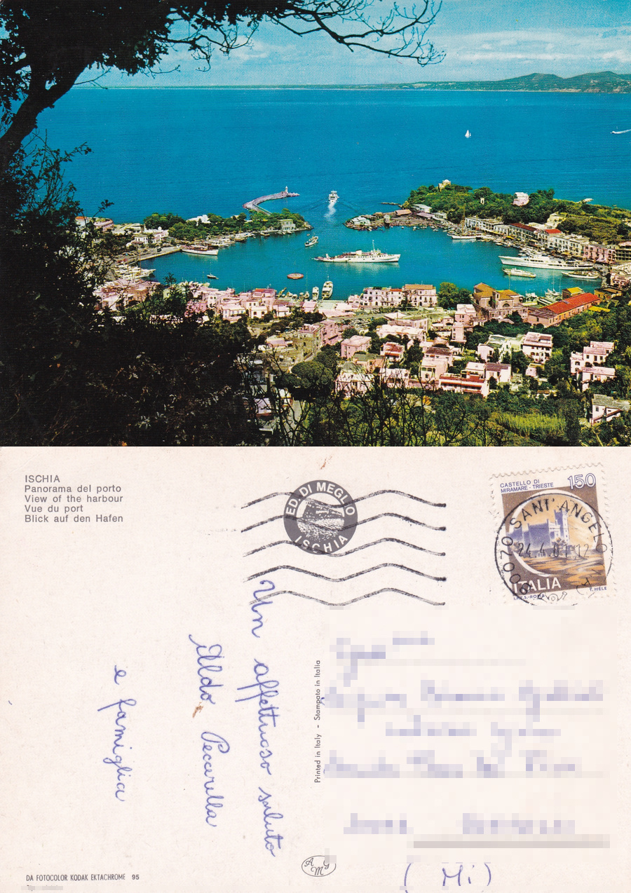 Ischia. Panorama del porto. Viaggiata