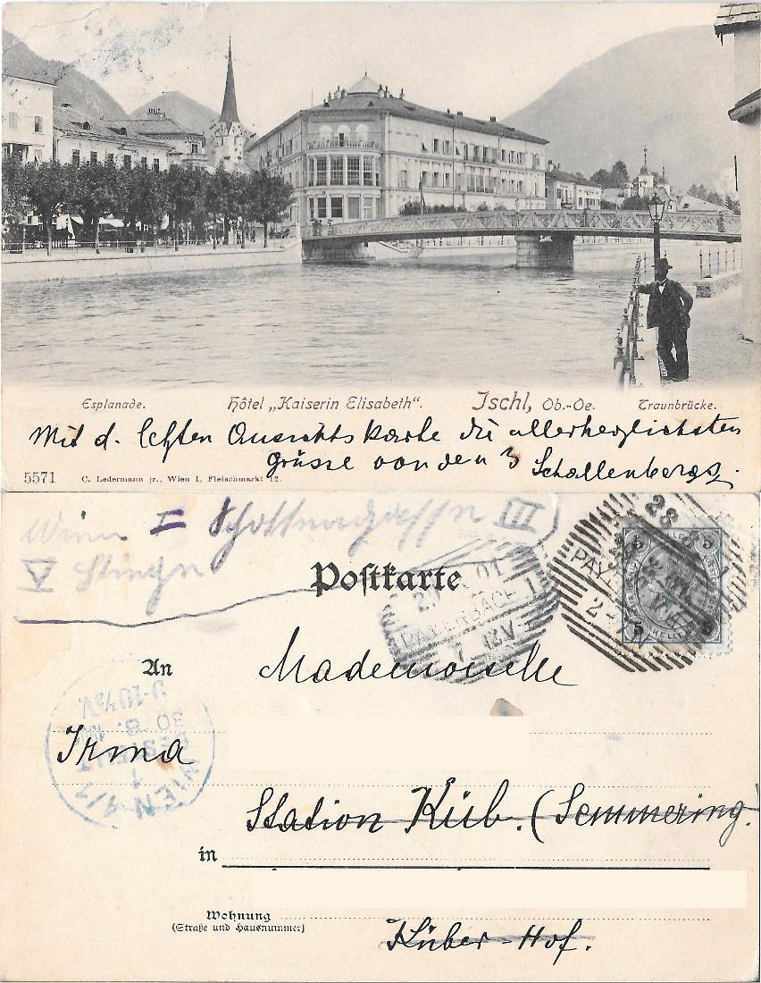 Ischl, Esplanade, Hotel Kaiserin Elisabeth. Viaggiata 1901