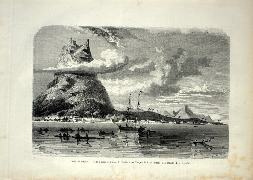 Isole del Corallo. Rada e picco di Borabora (nave Coquille). …