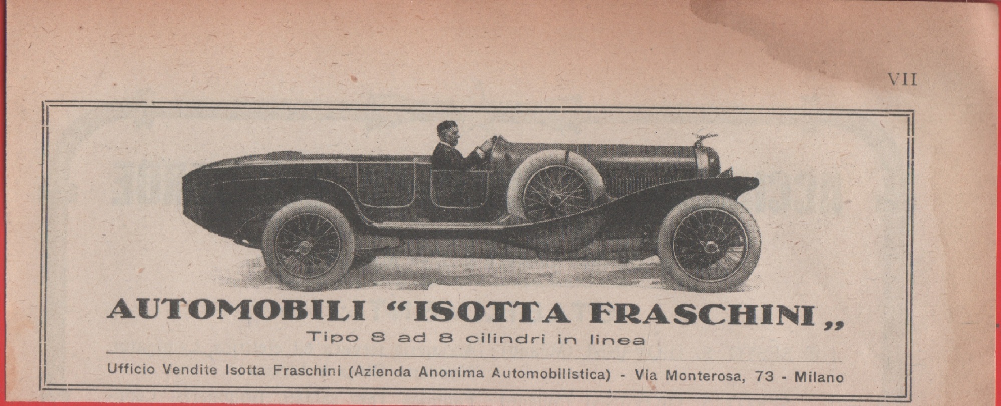 Isotta Fraschini. Tipo 8 ad 8 cilindri in linea. Advertising …