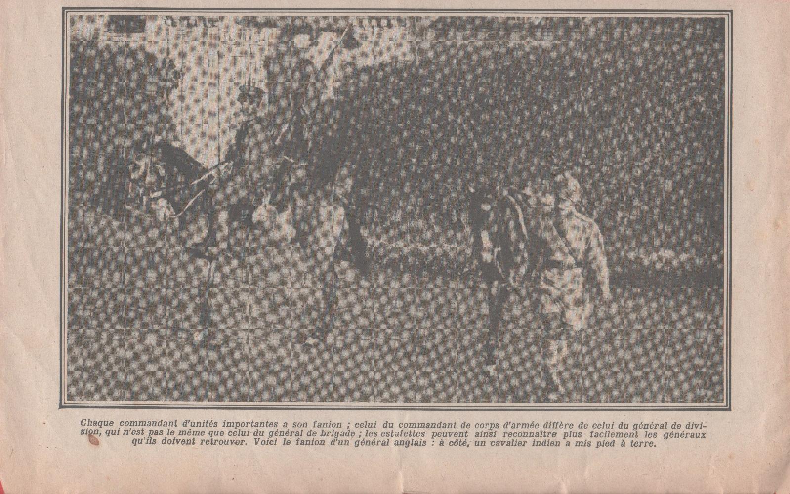 IWW. Un general anglaise, a cote un cavalier indien. 1915