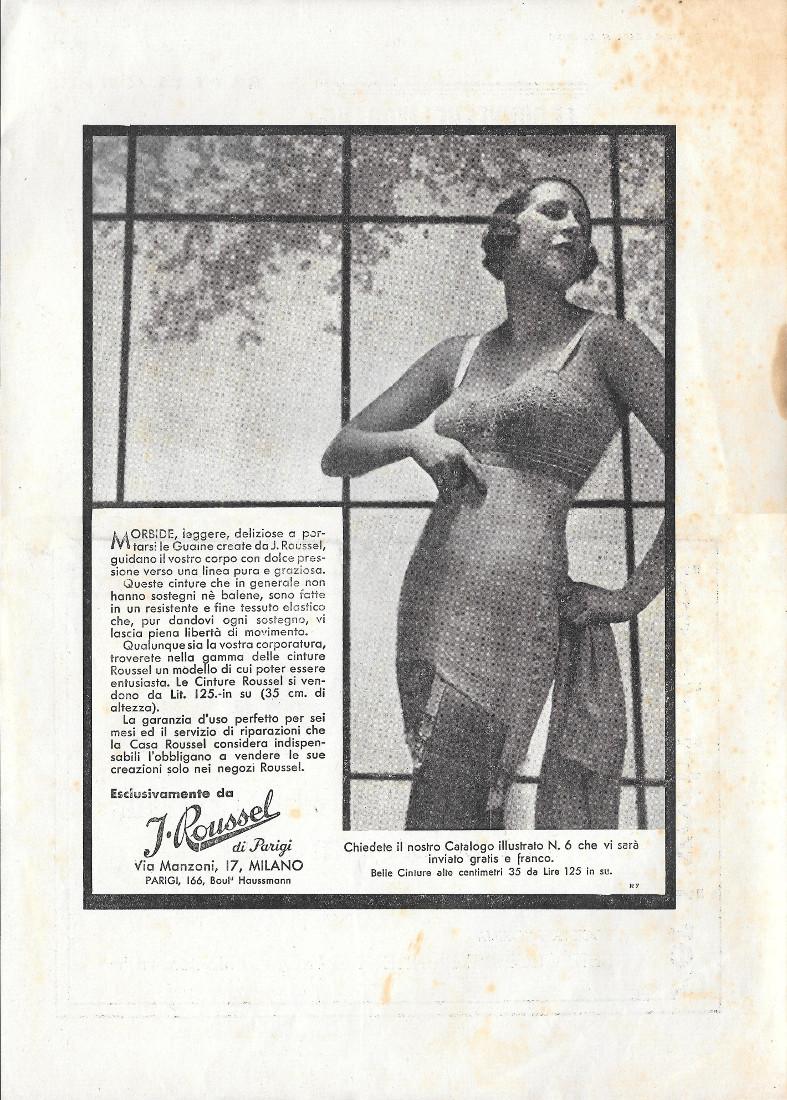 J. Russel corsetteria. Advertising 1933