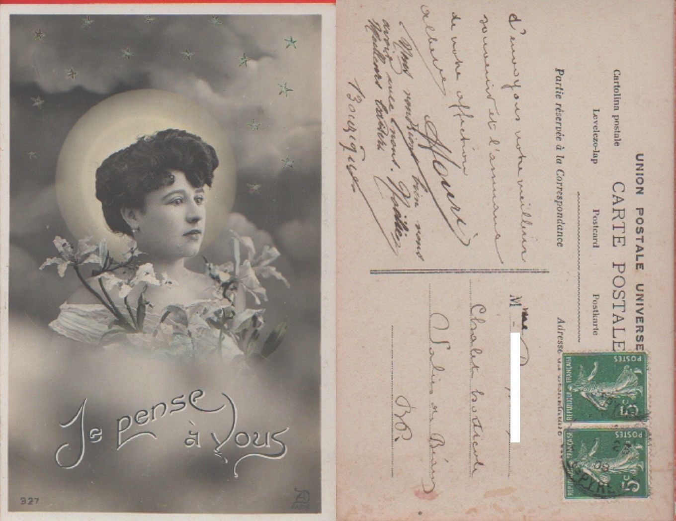 Je pense a vous. Fotografica. Viaggiata 1908