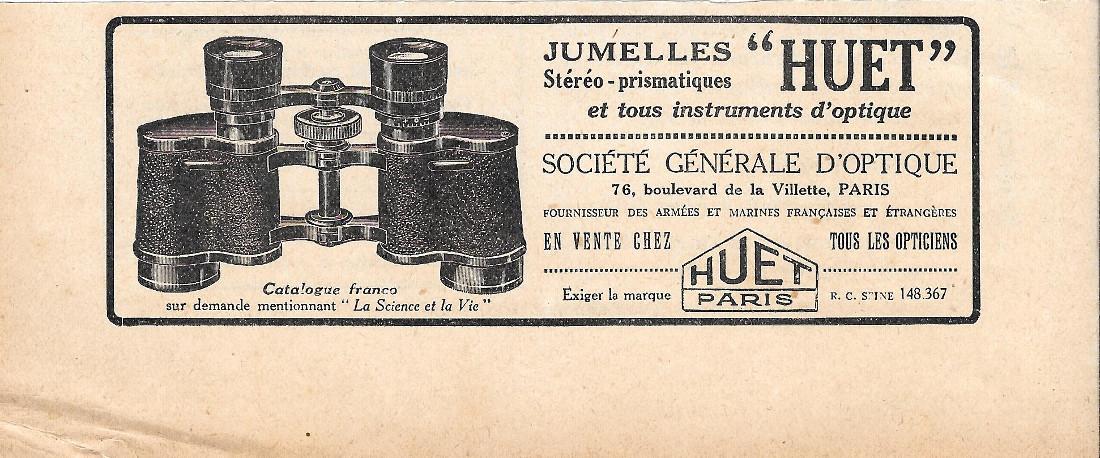 Jumelles Huet. Paris. Pubblicita 1926