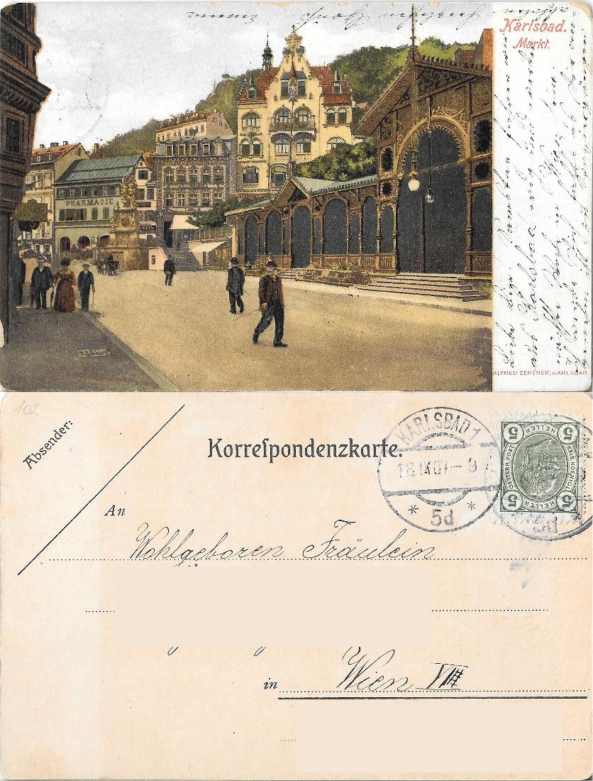 Karlsbad, Markt. Viaggiata 1907