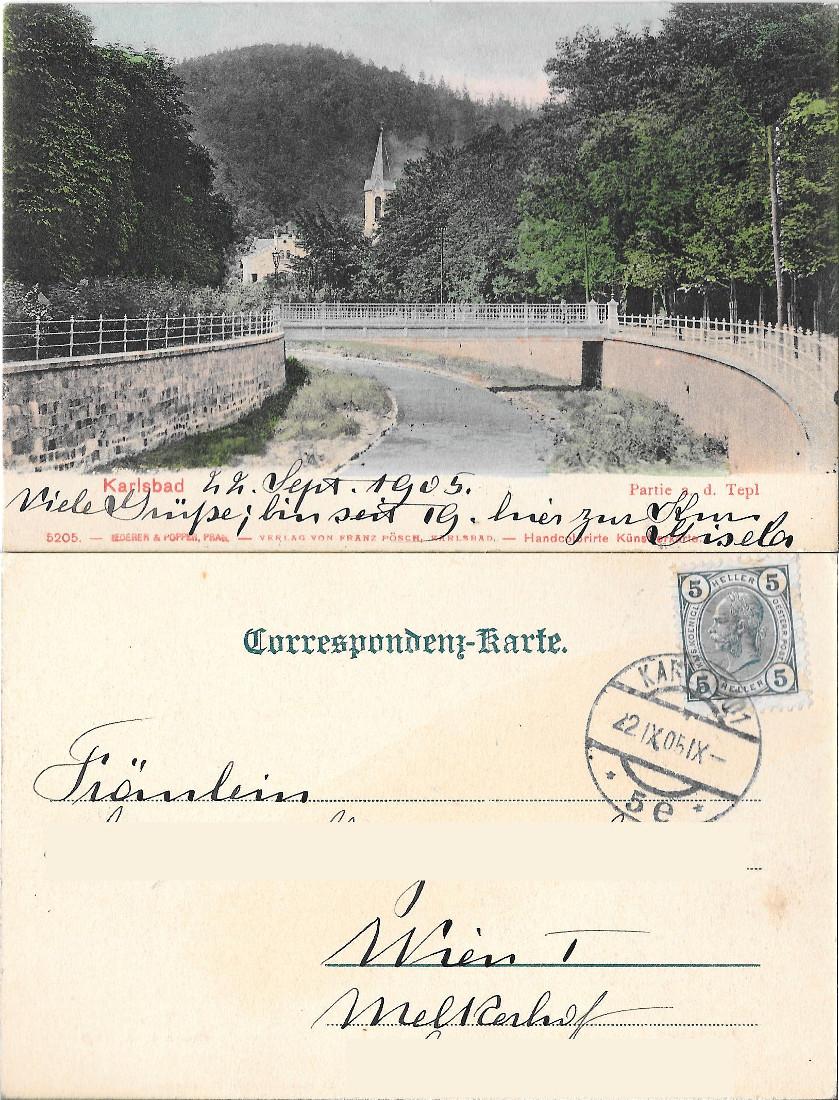 Karlsbad, Partie a. d. Tepl. Viaggiata 1905
