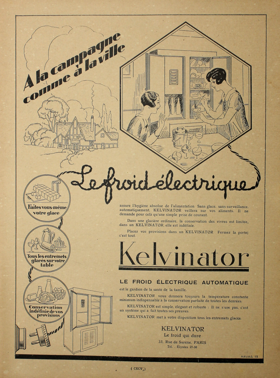 Kelvinator. Le froid electrique. Advertising 1927