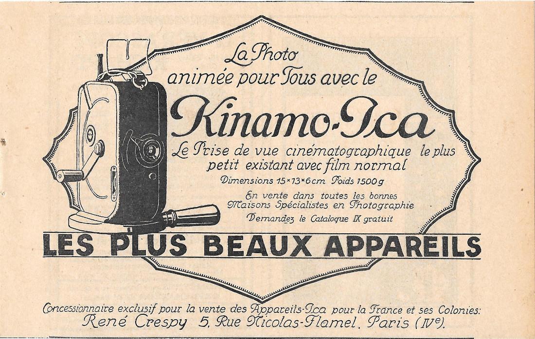 Kinamo-Ica. Les. Les plus beaux appareils. Pubblicita 1926