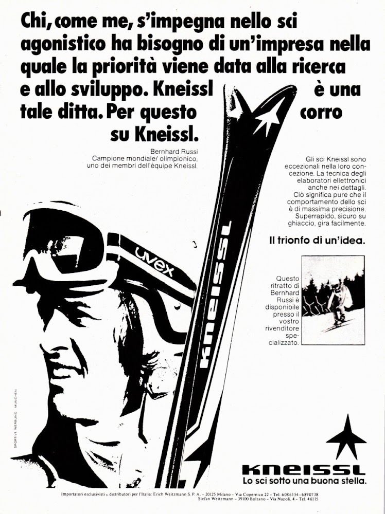 Kneissl. Lo sci sotto una buona stella. Advertising 1977