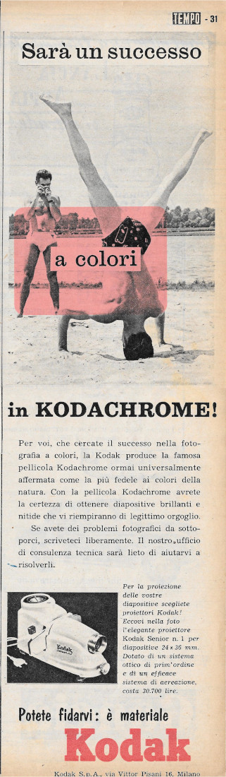 Kodak Kodachrome / Concorso Gancia Lancia Appia - Advertising 1956