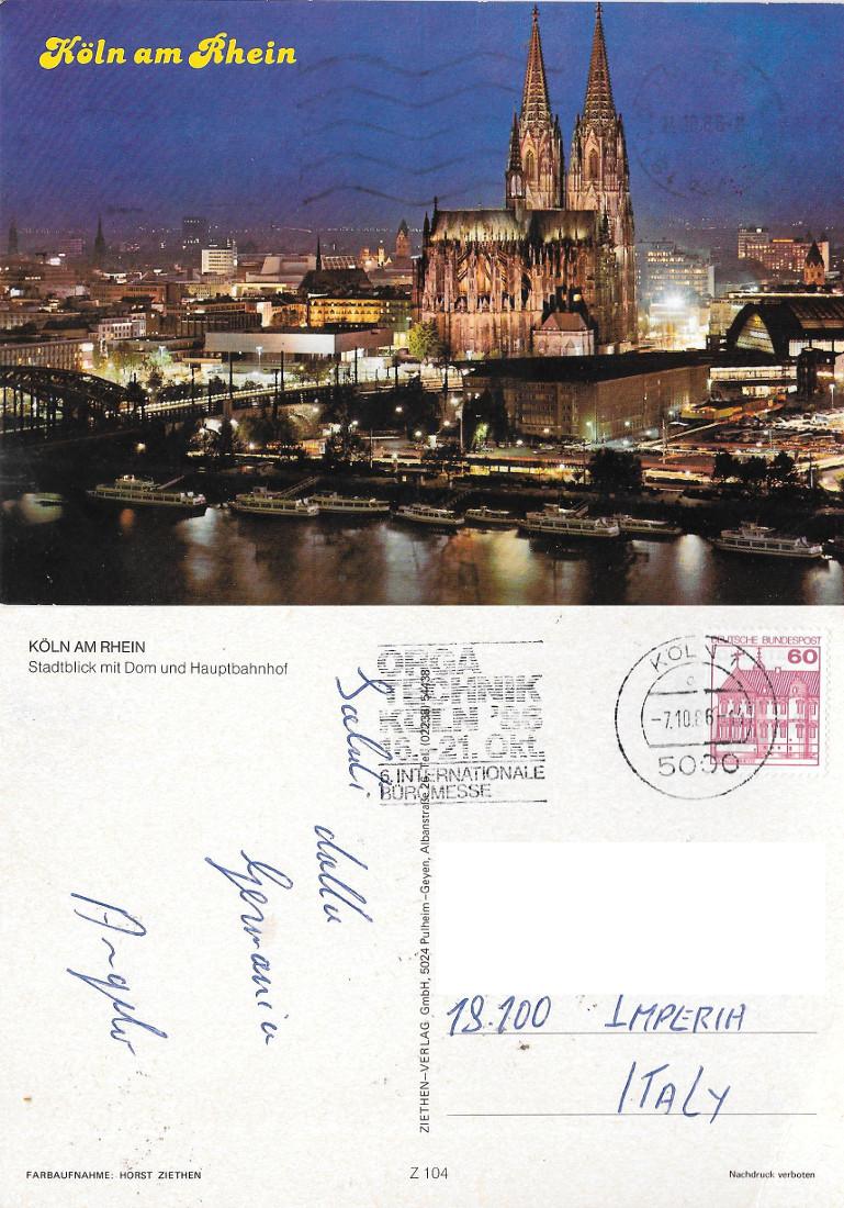 Koln am Rhein. Viaggiata 1986