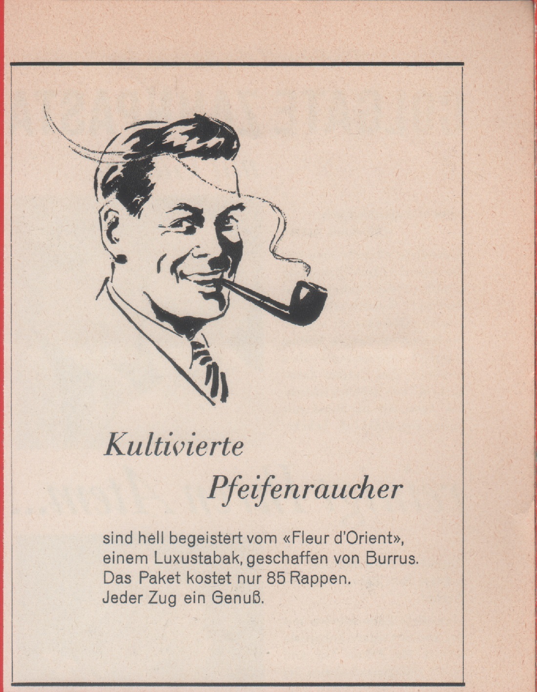 Kultivierte Pfeifenrauchen Fleur d'Orient. Advertising 1958