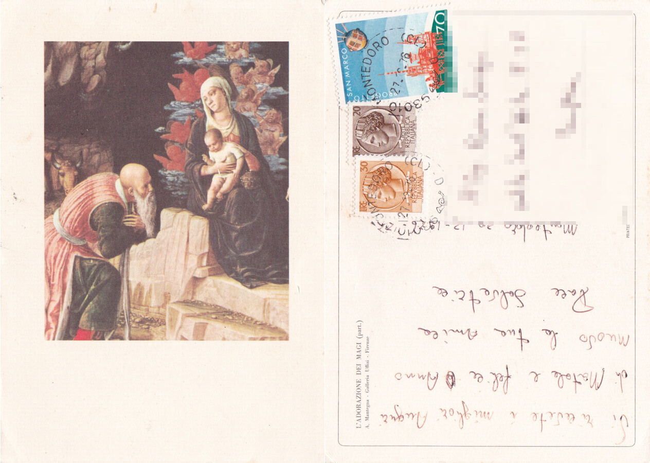 L'adorazione dei Magi (Mantegna) Uffizi, Firenze. Viaggiata 1976