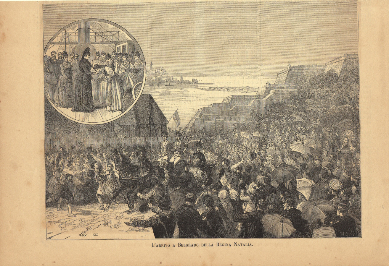 L'arrivo a Belgrado della Regina Natalia. Immagine 1889