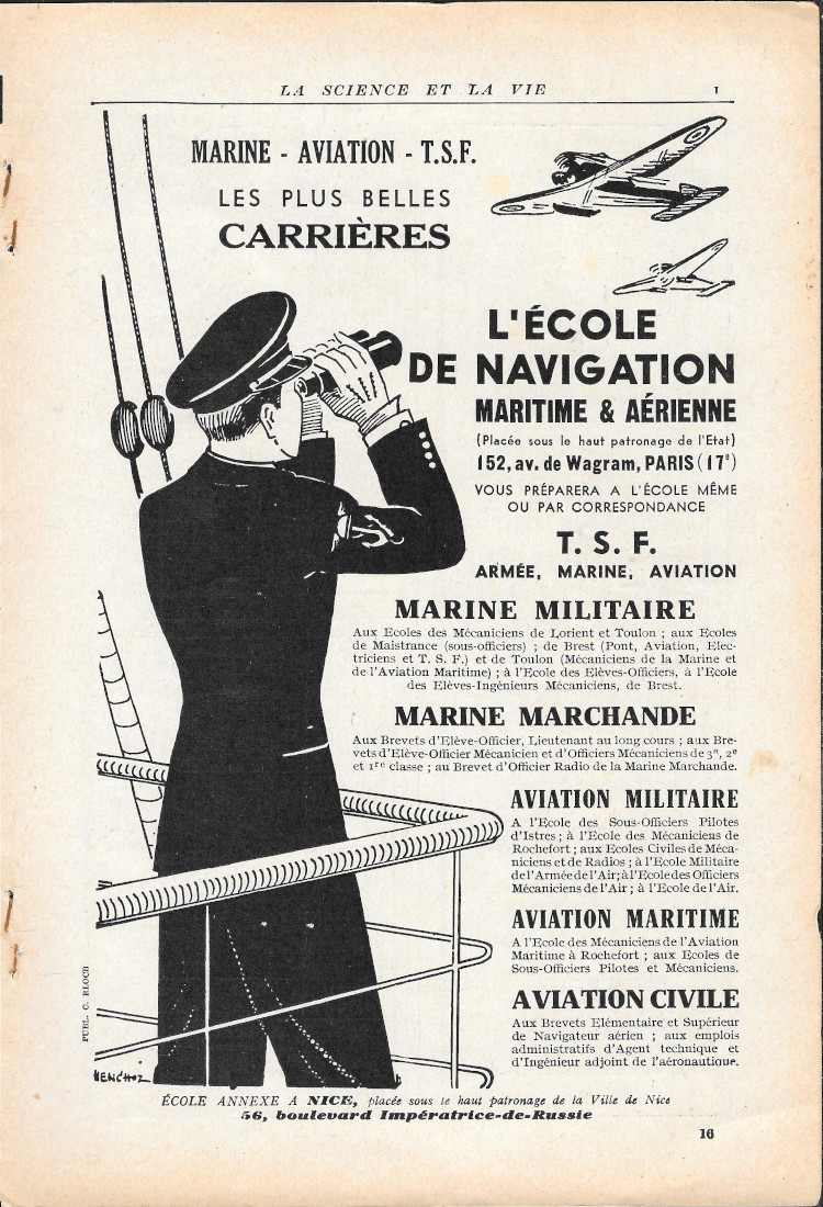 L'Ecole de Navigation Maritime &amp; Aérienne - Advertising 1939