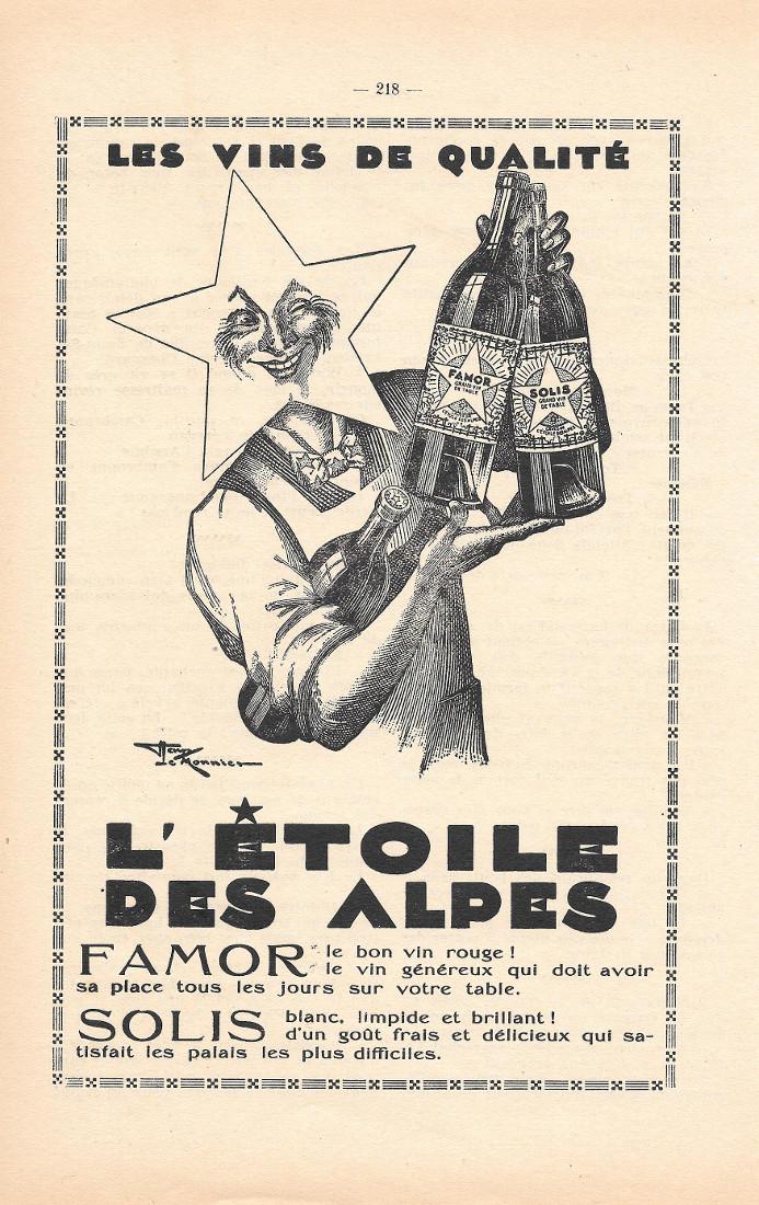 L'etoile des Alpes. Les vins de qualité. Pubblicita 1932