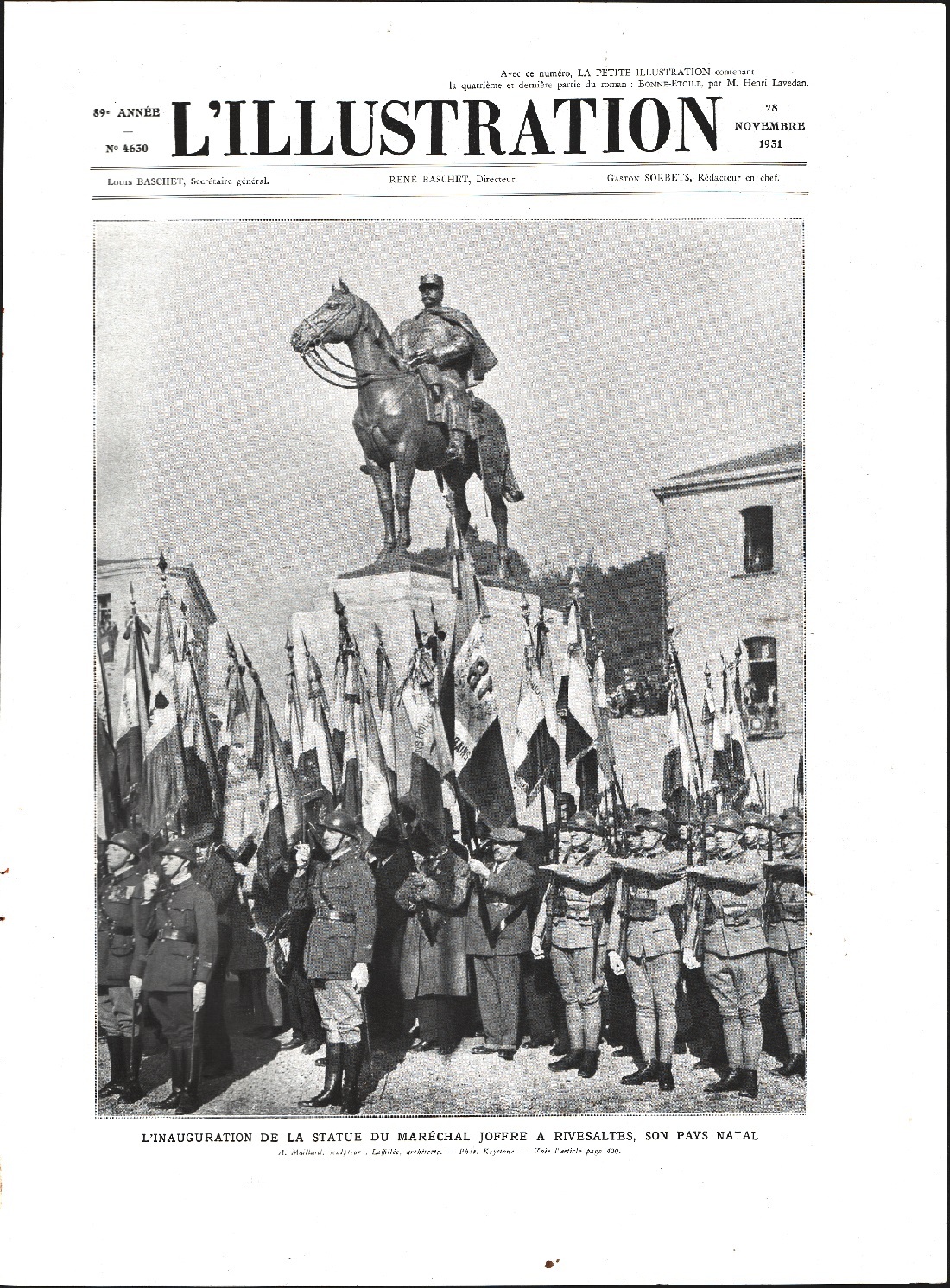 L'inauguration de la statue du Marechal Joffre a Rivesaltes. Immagine …