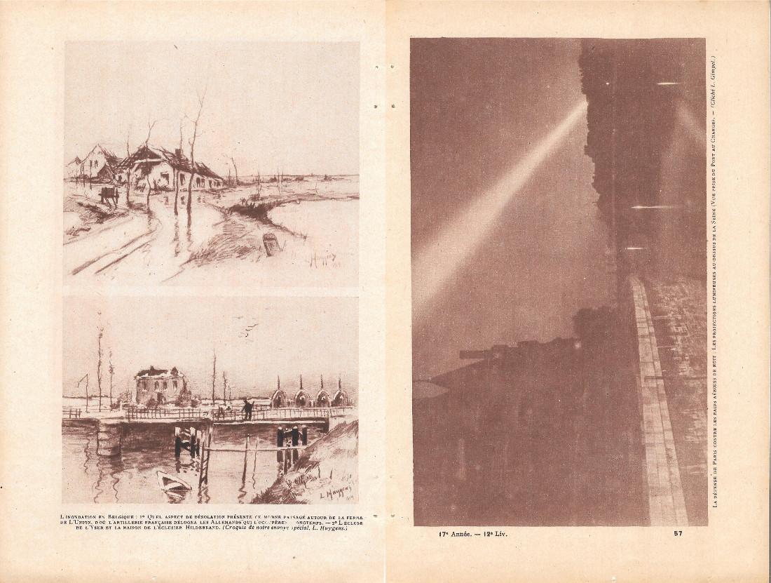 L'inondation en Belgique / La defense de Paris. 1915. Fronte/retro