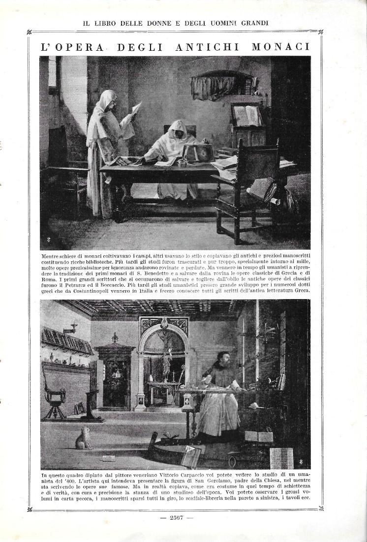 L'opera degli antichi monaci. Stampa 1923