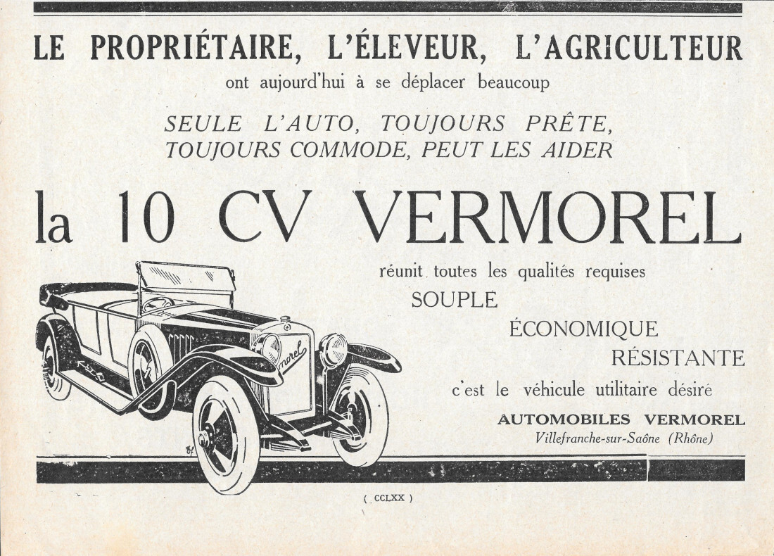 La 10 CV Vermorel - Advertising 1924