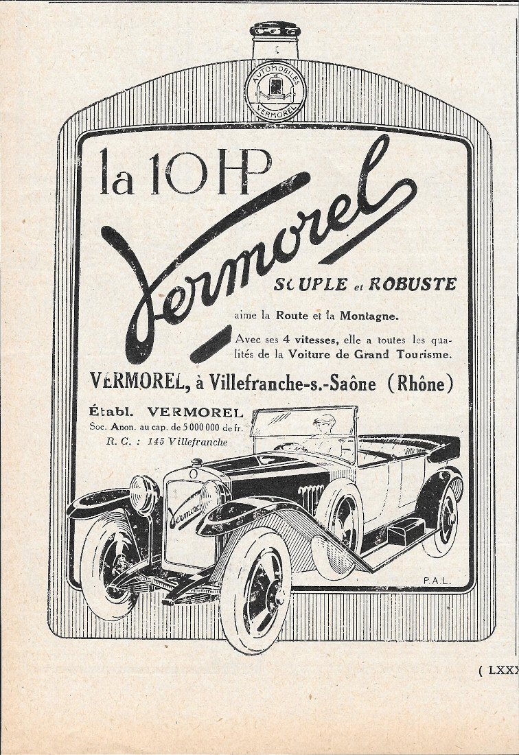 La 10 Hp Vermorel - Advertising 1924