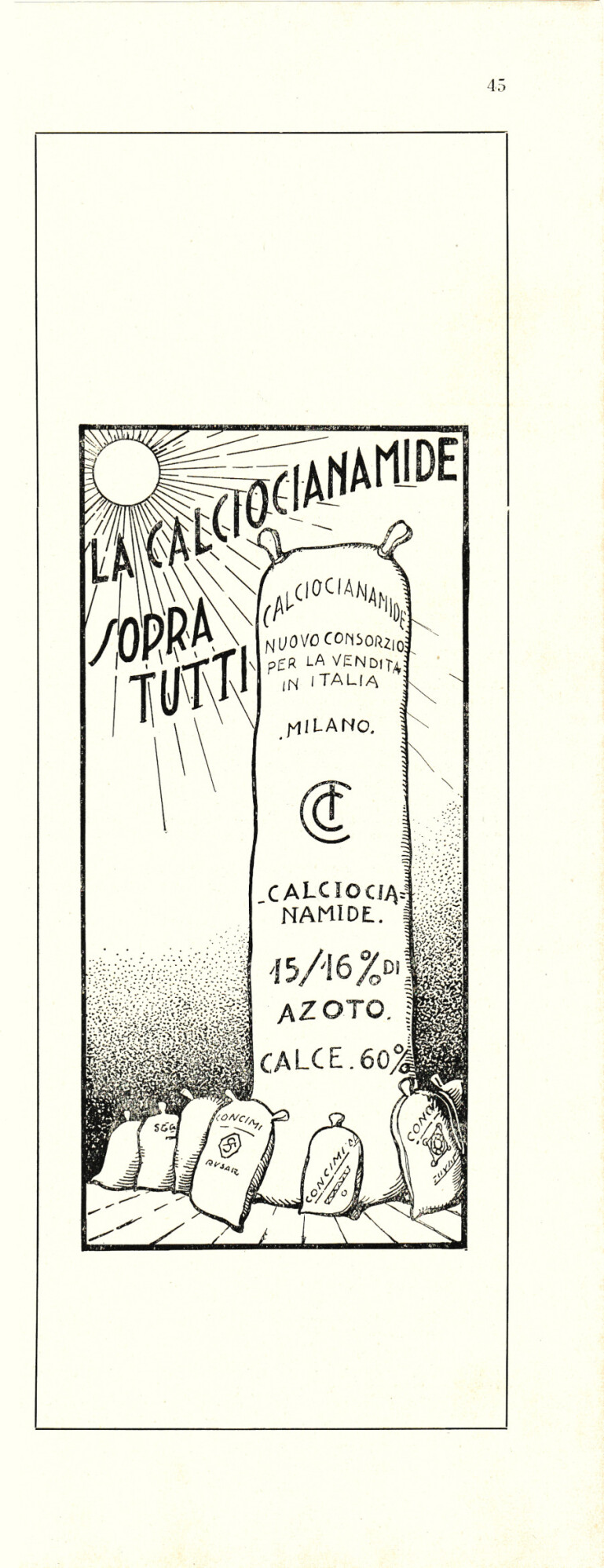 La calciocianamide sopra tutti. Advertising 1936