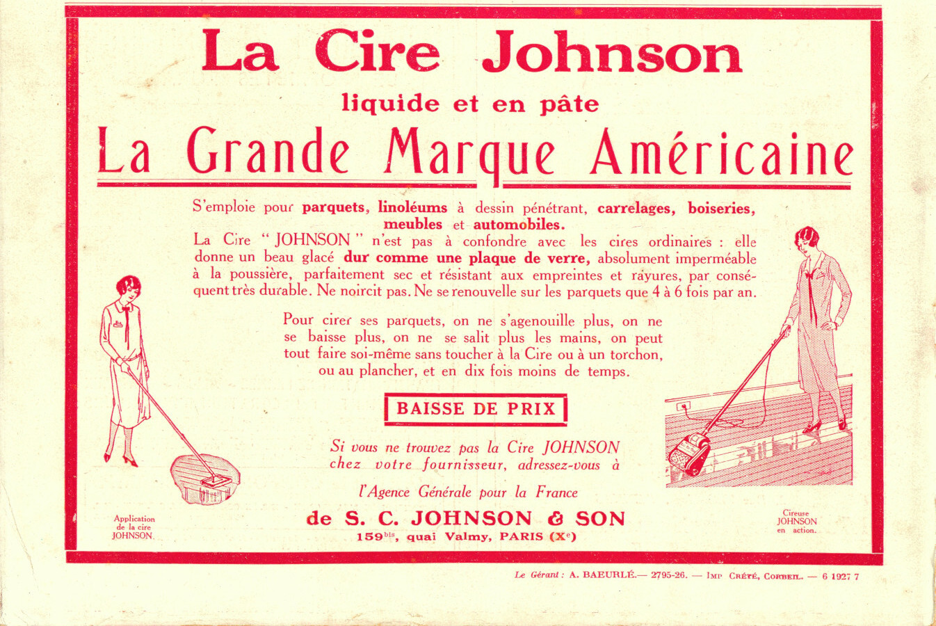 La Cire Johnson, la grande marque americaine. Advertising 1927