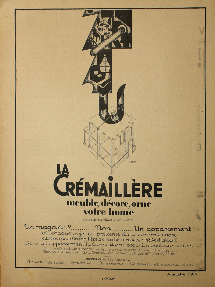 La Cremaillere meuble, decore, orne votre home. Advertising 1927