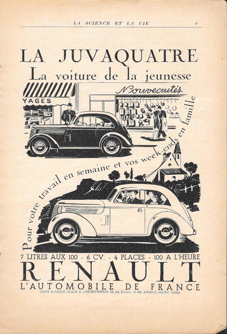 La Juvaquatre Renault - Advertising 1939