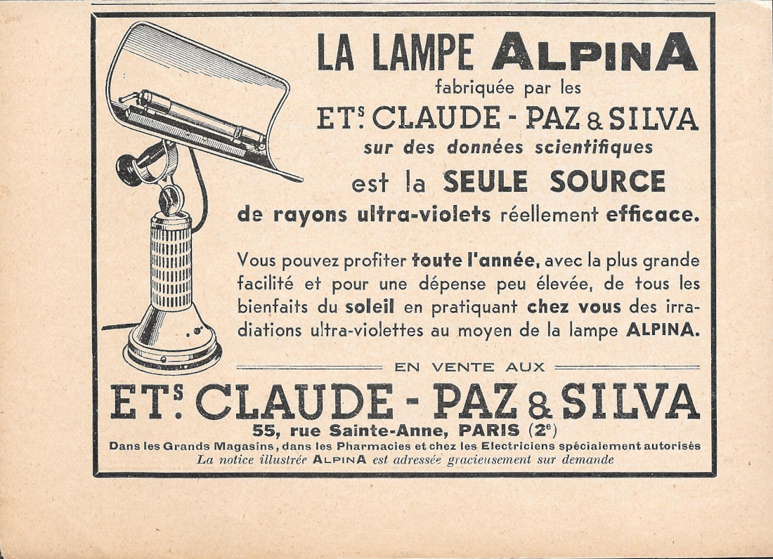 La Lampe Alpina, et.s Claude-Paz &amp; Silva - Advertising 1935