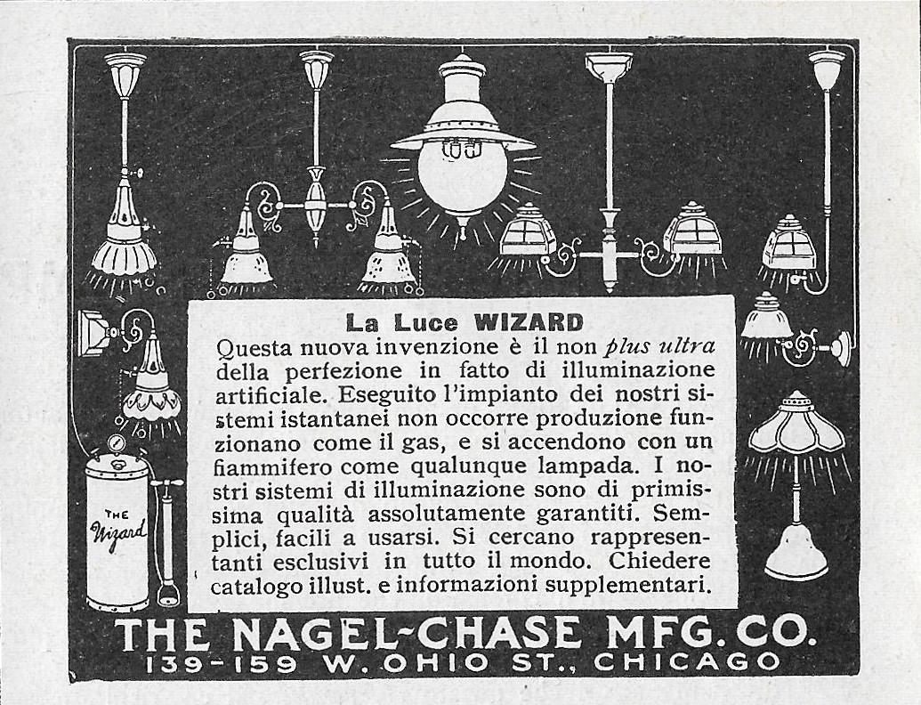 La Luce Wizard. The Nagel-Chase MFG. Chicago. Advertising 1912