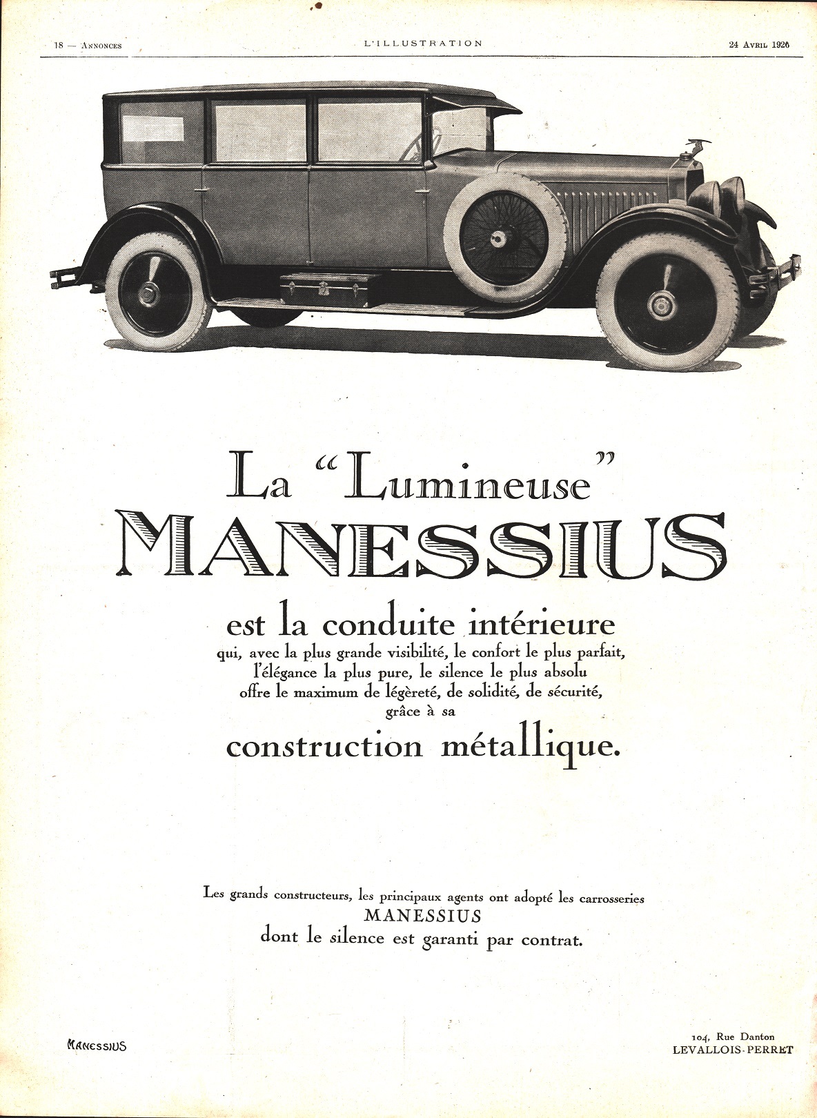 La Lumineuse Manessius / Chocmel Kohler. Advertising 1926