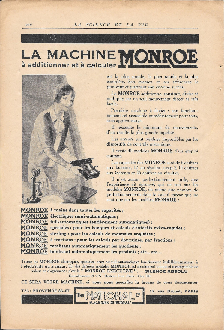 La Machine Monroe à addictionner at à calculer - Advertising …