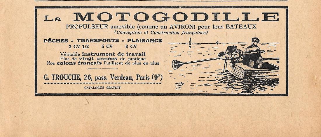 La Motogodille. Propulseur amovible pour tous bateaux. Pubblicita 1926