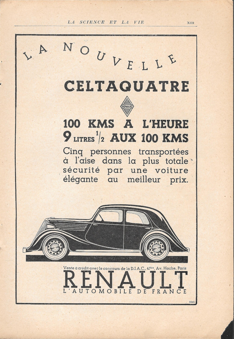 La nouvelle Celtaquatre Renault - Advertising 1935