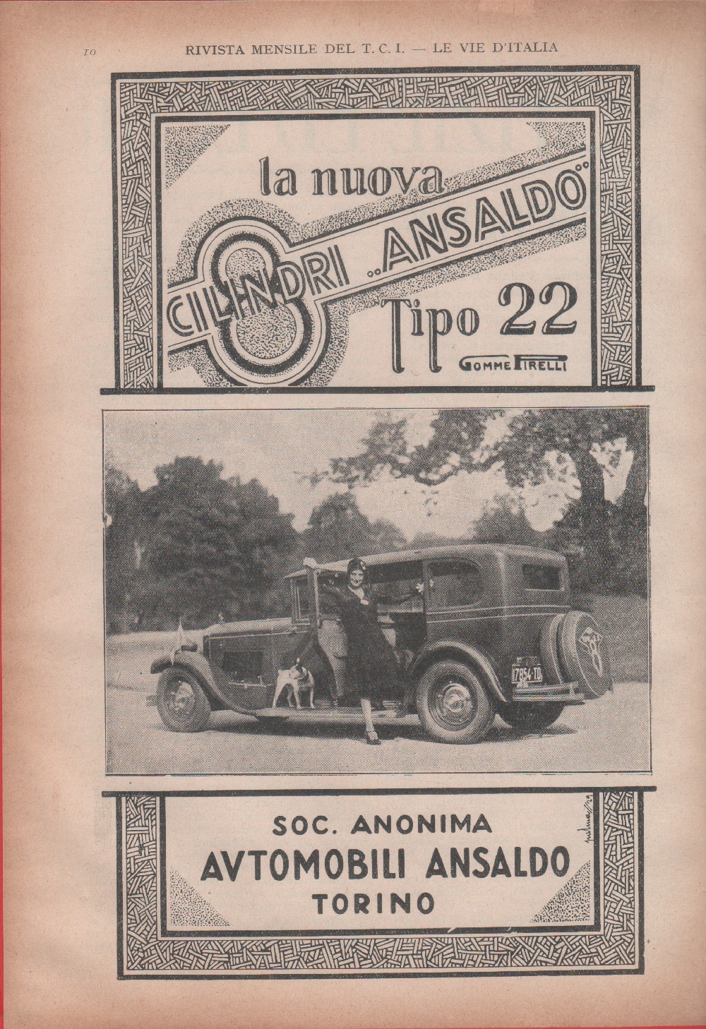 La nuova 8 cilindri Ansaldo tipo 22. Advertising 1930