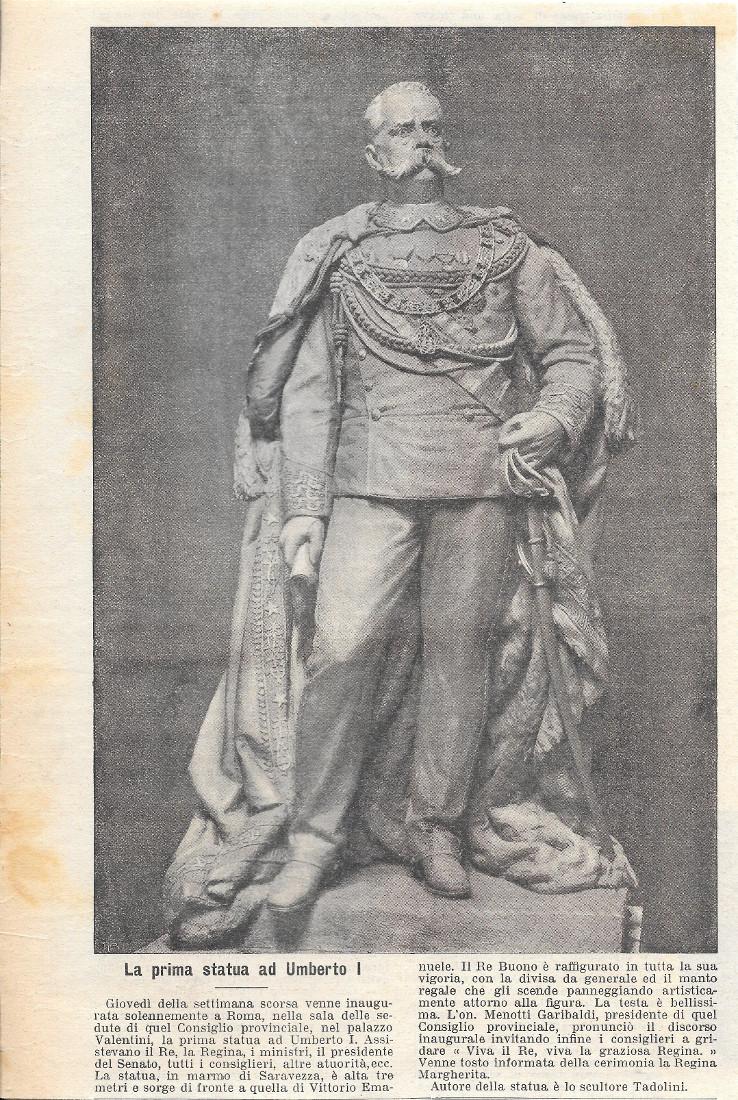 La prima statua ad Umberto I. Stampa 1903