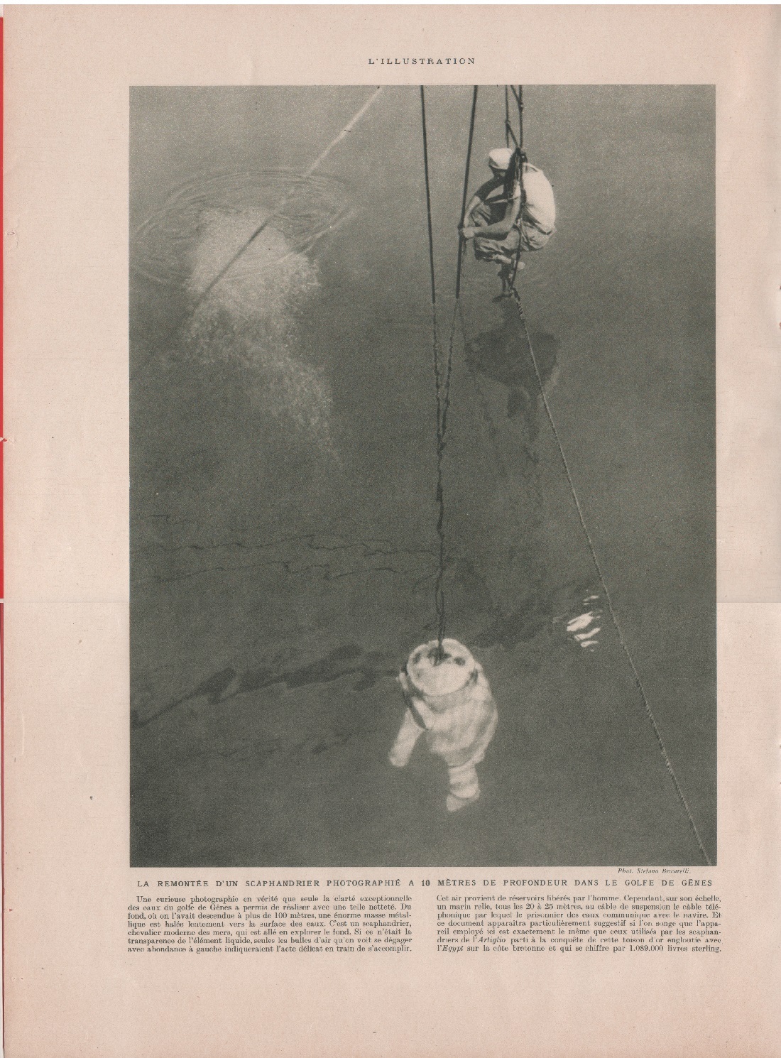 La remontee d'una scaphandre dans le golfe de Genes (Artiglio). …