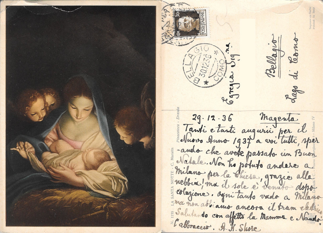 La Santa Notte (C.Maratta) Pinacoteca Dresda. Viaggiata 1936